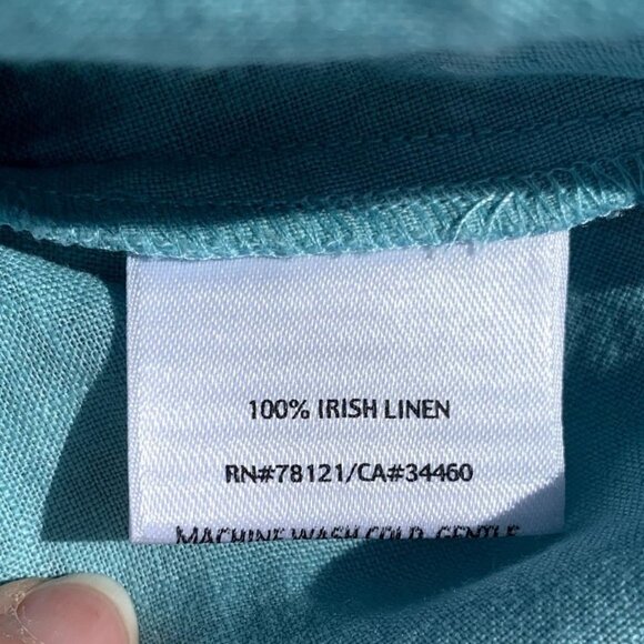 Eileen Fisher Irish Linen Shirt Tunic Turquoise Blue - Picture 10 of 11